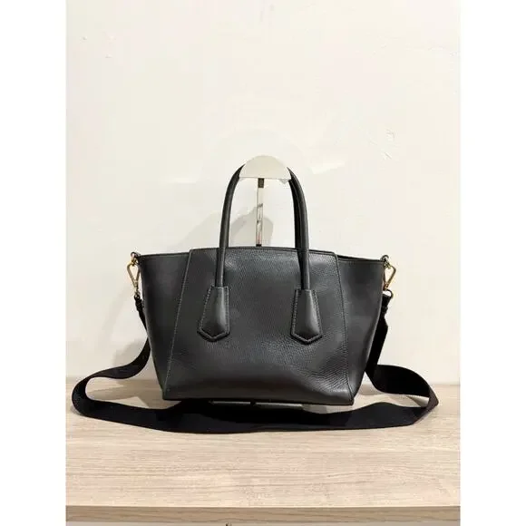 Prada Triangle Leather Medium Tote Shopper Handbag with Shoulder Strap Black - Picture 6 of 16